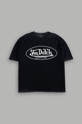 DSVD Legacy Grunge Mid-Length Raw Hem Tee in Black