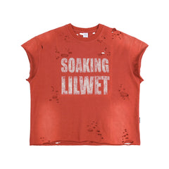 THEWET washed vintage street print distressed shoulder