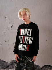 THEWET 2025 Autumn/Winter American Street Split Tongue Letter LOGO Printed Cotton Round Neck Base Long Sleeve Tee
