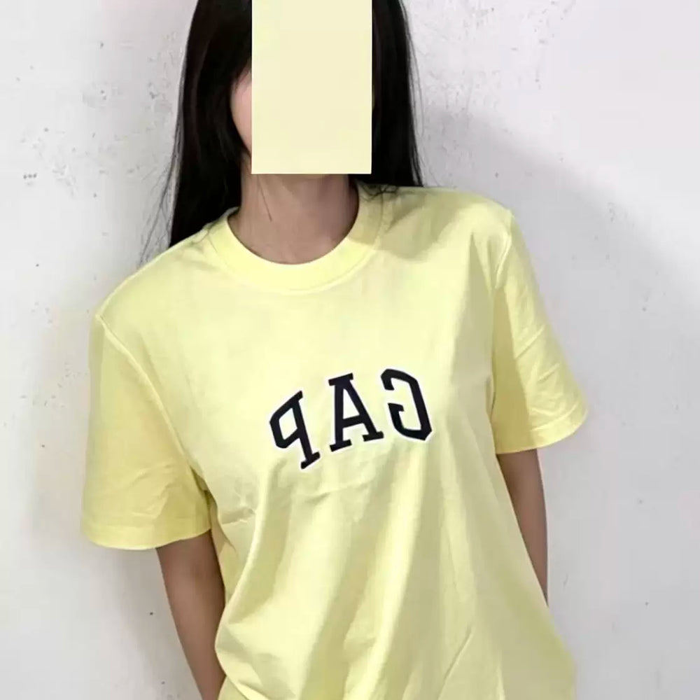 Gap Men's and Women's 2025 Spring New Cotton Letter Logo Short Sleeve T-shirt Regular Top US Version 570044