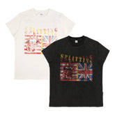 THEWET 2026SS Street Retro Doing Old Rice Flag Rolling Stone Splitting Tongue Teasing Fun Printed Cotton Short Sleeve
