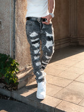 LILWET American Street Piercing Elastic Needle Embroidery HIPHOP Hip Hop Versatile Small Foot Slimming Pants