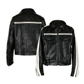THEWET 2025 AW TOPBARRY Same Style Autumn/Winter American Street Short Wide Curved Knife Splicing Leather Jacket