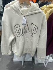 Gap Men's and Women's 2025 Autumn New Logo Imitation Lamb Fleece Hoodie Sweatshirt US Version 789781