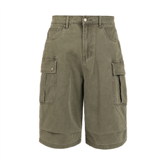 THEWET 2025SS Spring/Summer American Retro Military Green Work Shorts Casual Loose Middle Pants