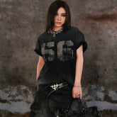 THEWET 2026SS American retro mud dyed distressed street casual fun loose printed short sleeved shirt