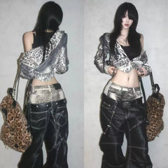 ROLLING MONEY Leopard Straight Jeans