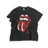 THEWET 2026SS American Street Rolling Stones Split Tongue Mock Red Tongue Short Sleeves Doing Old Printed Short Tee