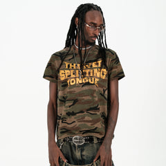 THEWET 2026SS Street Retro Doing Old Casual Bending Knife LOGO Printed Cotton Slim Short Sleeve Tee