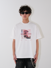 LILWET 280g Cherry Fun American Street Split Tongue Print Versatile Short Sleeve Heavy duty Round Neck T-shirt
