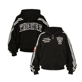 THEWET 2026 Spring American Street Printed Zipper Hoodie 520g Heavy silhouette Casual Straight Pull Hoodie