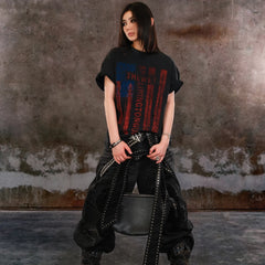 THEWET 2026SS American retro street casual mud dyed vintage flag fun printed short sleeved tee