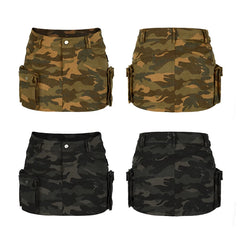 LILWET GIRL American Retro Summer Hot Girl Half body Bag Hip Skirt Camouflage Work Clothes Detachable Short Skirt
