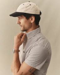 The Short Sleeve Jack in Steel Blue Stripe Seersucker