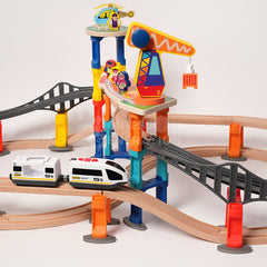 Montessori Crane & Train Magnetic Playset