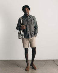 The Apres Short in Heather Oat Crepe