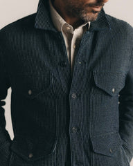 The Jackson Jacket in Rinsed Indigo French Terry Stripe