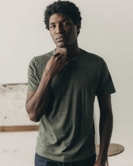 The Merino Tee in Heather Army