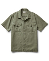 The Short Sleeve Surplus Shirt in Field Olive Reverse Sateen