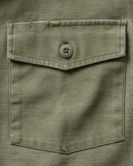 The Short Sleeve Surplus Shirt in Field Olive Reverse Sateen