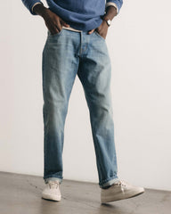 The Straight Jean in Light Wash Organic Selvedge