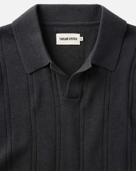 The Valencia Sweater Polo in Heather Coal Rib