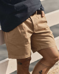 The Pleated Short in Organic Field Khaki Twill