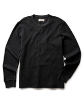 The Organic Cotton Crew in Faded Black Waffle