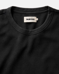 The Organic Cotton Crew in Faded Black Waffle