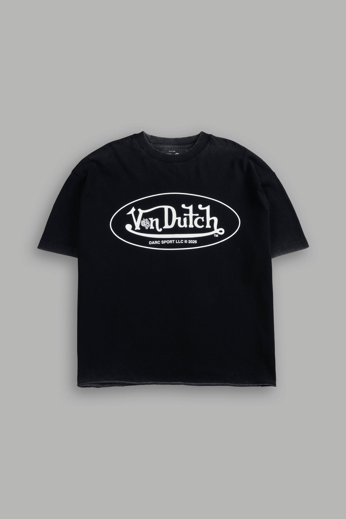 DSVD Legacy Grunge Mid-Length Raw Hem Tee in Black