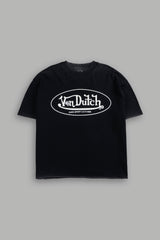 DSVD Legacy Grunge Mid-Length Raw Hem Tee in Black