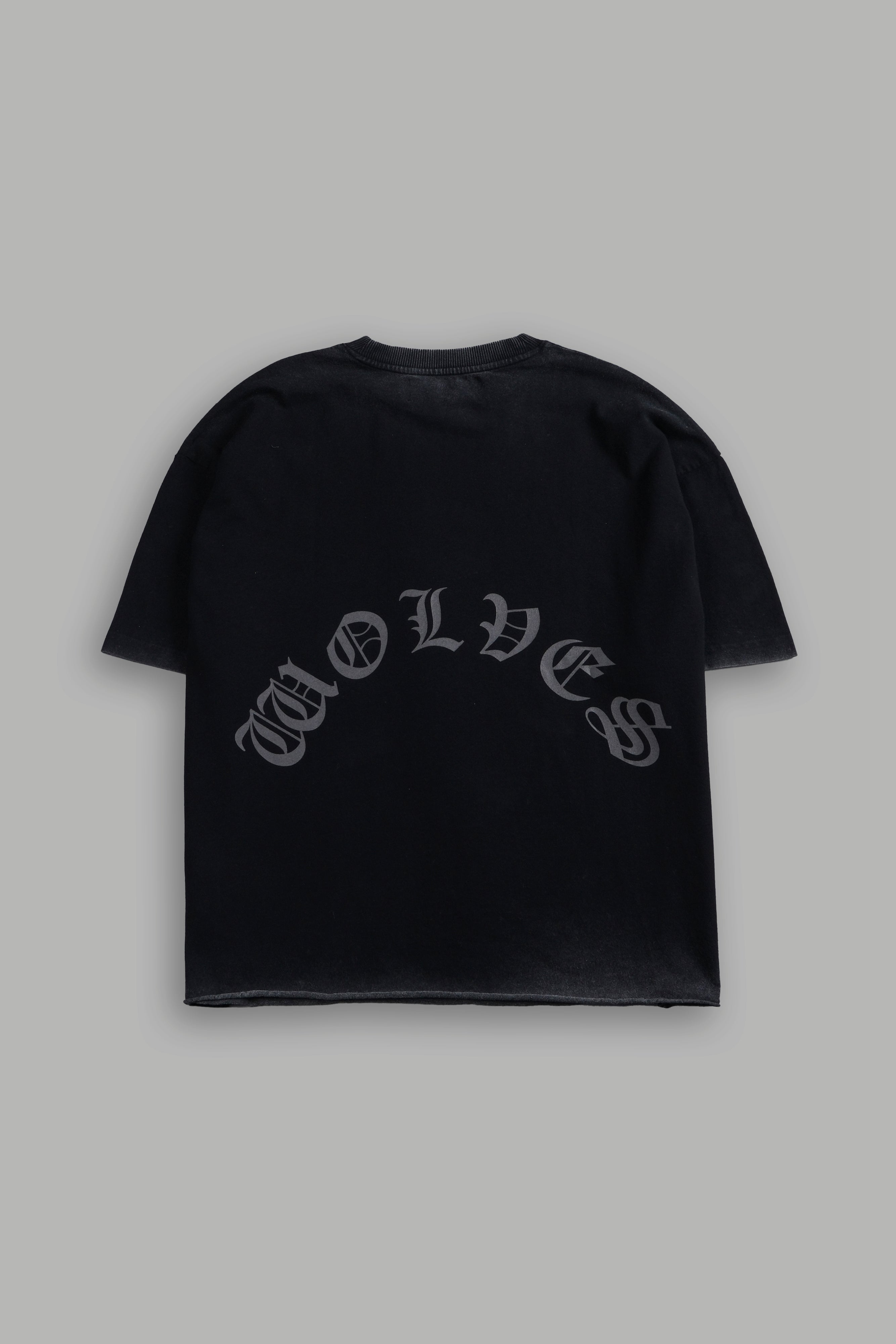 DSVD Legacy Grunge Mid-Length Raw Hem Tee in Black