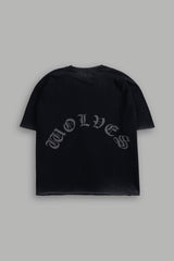 DSVD Legacy Grunge Mid-Length Raw Hem Tee in Black