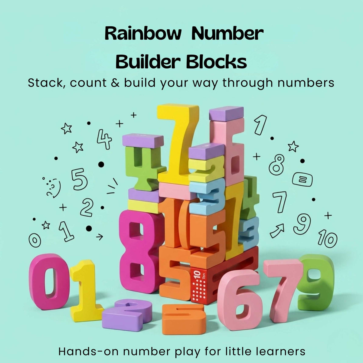 TibaToes™ StackNum Wooden Number Blocks
