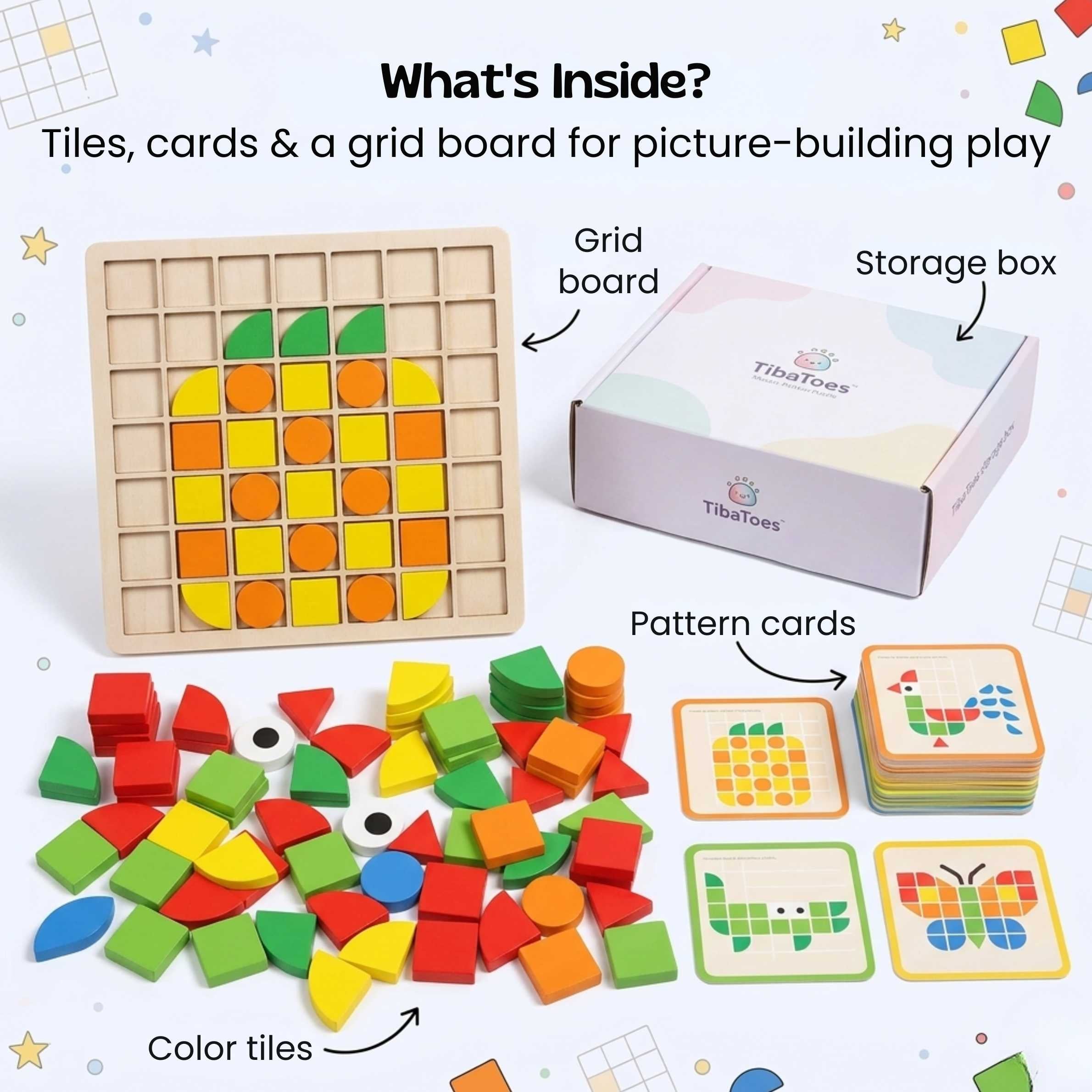 TibaToes™ MosaicMind Pattern Puzzle Board