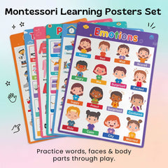 TibaToes™ Montessori Learning Posters: 20-Piece Educational Wall Chart Set for Toddlers & Preschoolers
