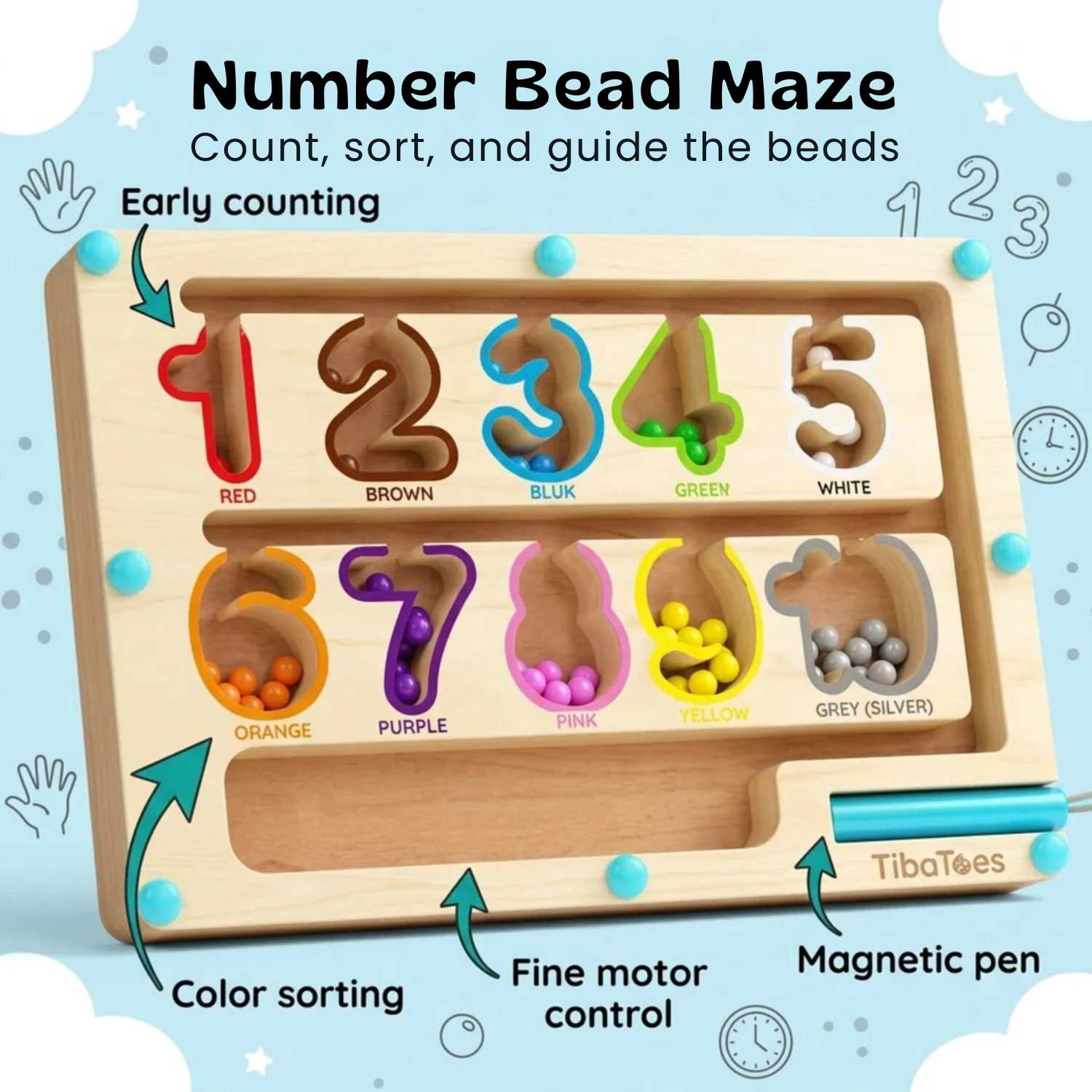 TibaToes™ MagniSort Color Maze Board