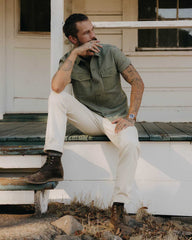 The Short Sleeve Surplus Shirt in Field Olive Reverse Sateen