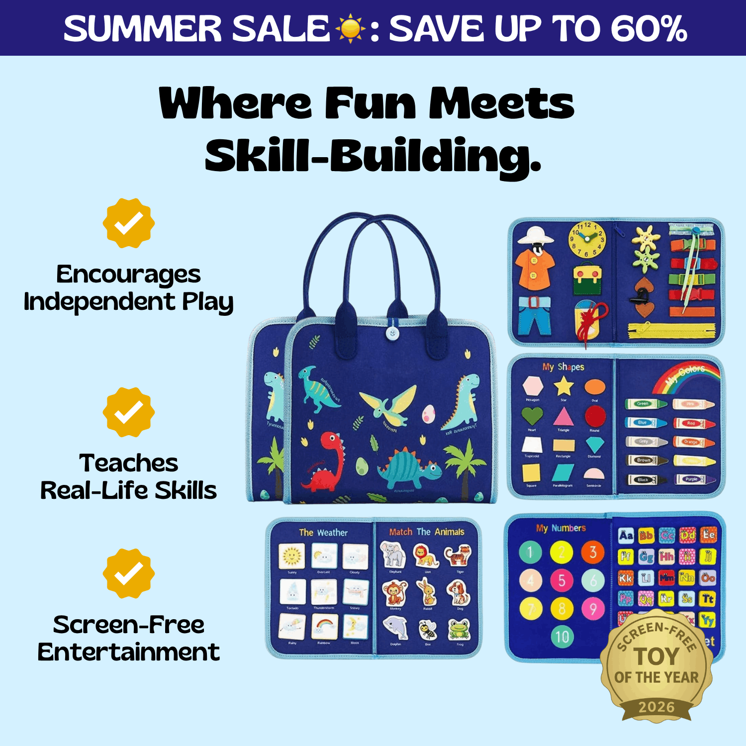 TibaToes™ Montessori Busy Board