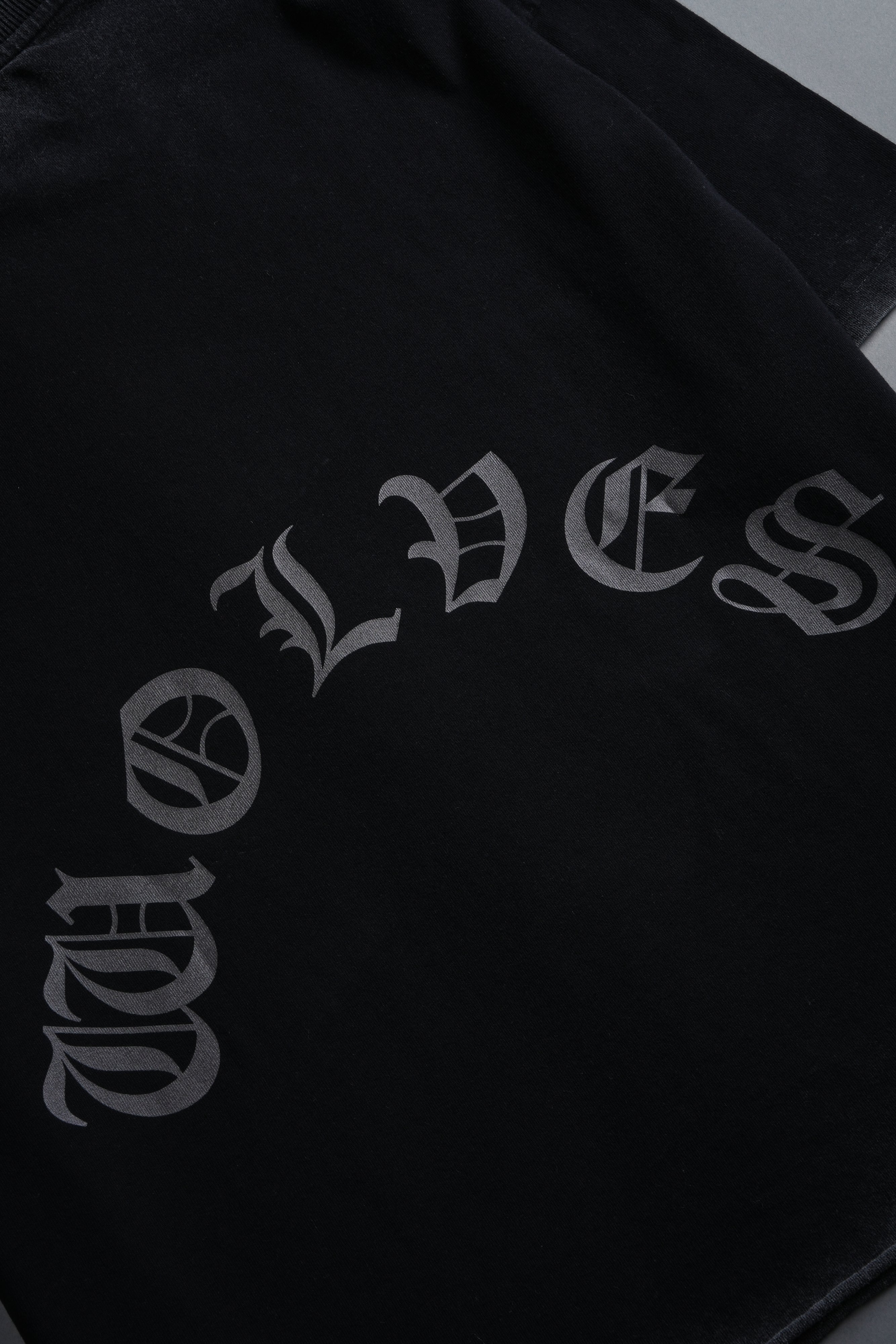 DSVD Legacy Grunge Mid-Length Raw Hem Tee in Black