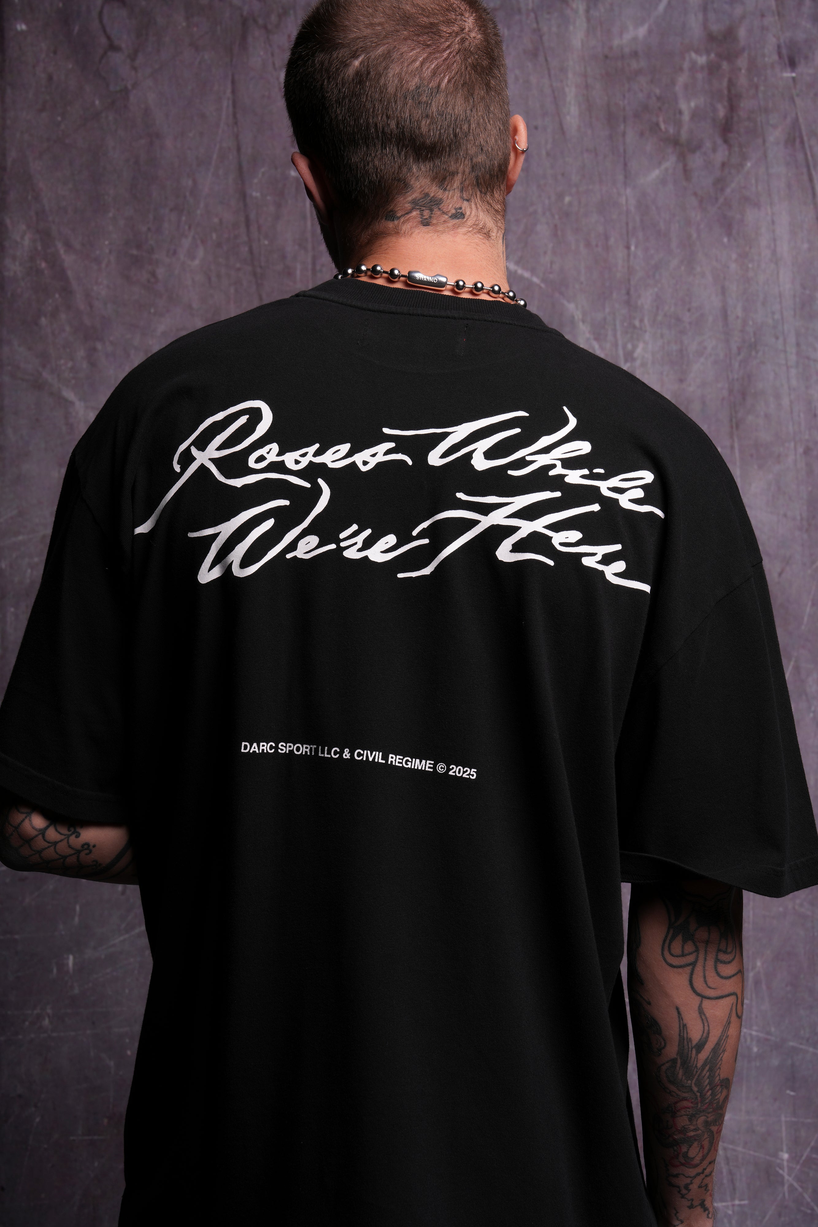 Roses While We're Here "Premium" Oversized Tee in Black