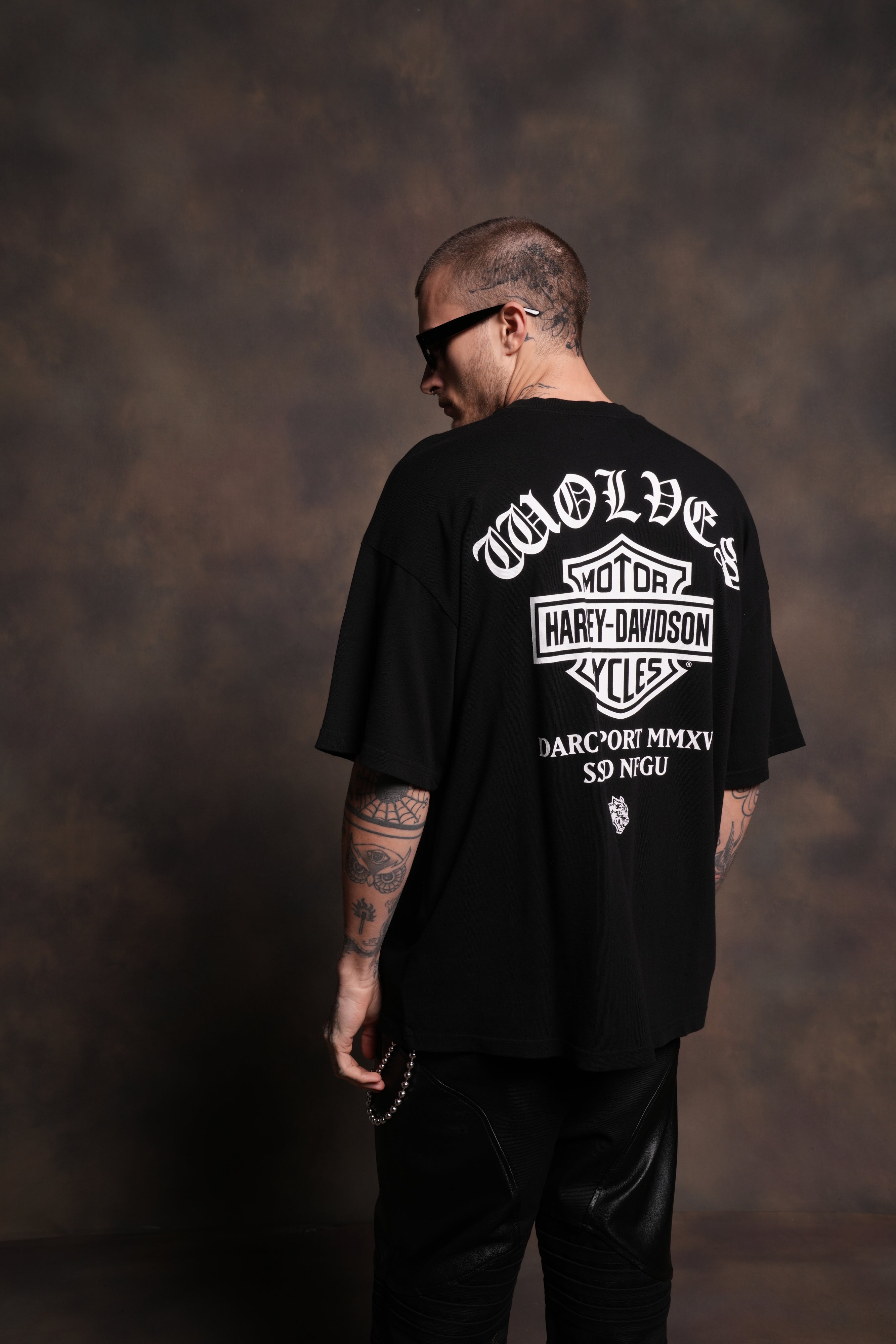 Harley-Davidson Wolves "Premium" Oversized Tee in Black