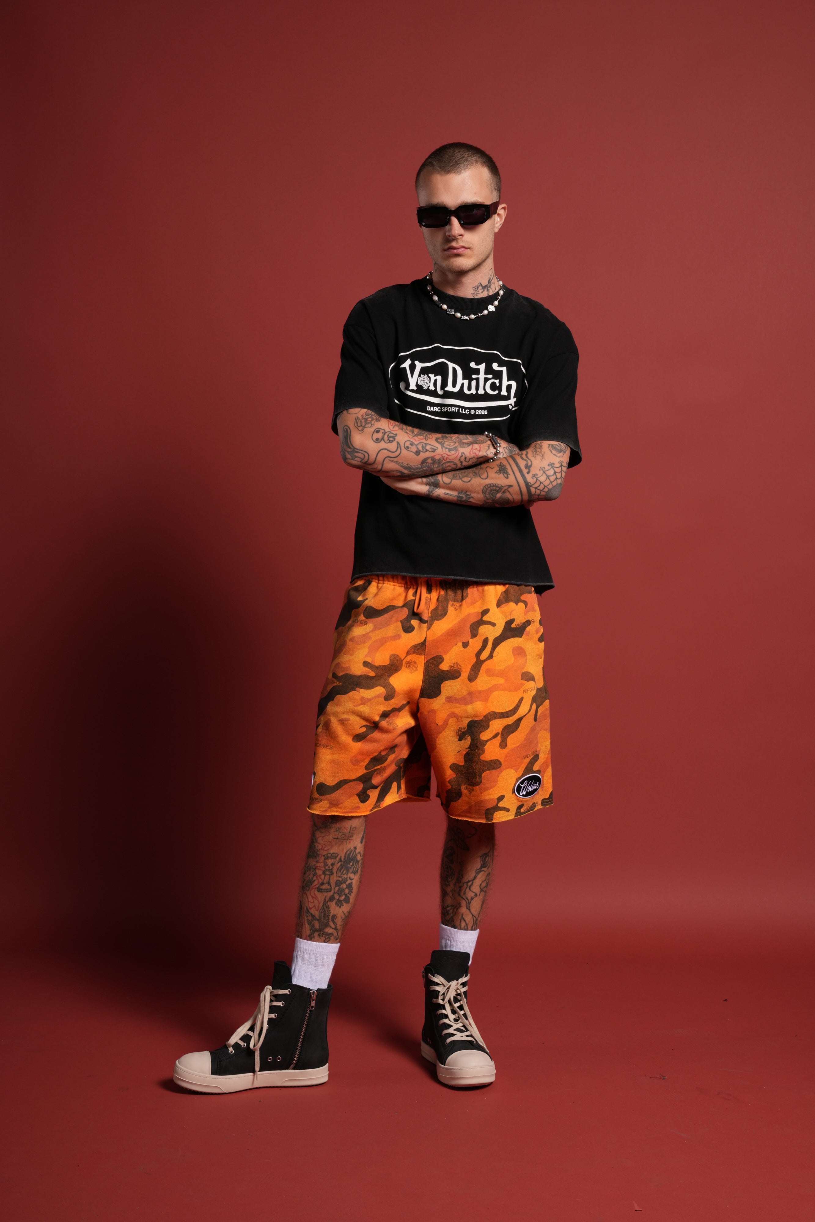 DSVD Legacy Grunge Mid-Length Raw Hem Tee in Black