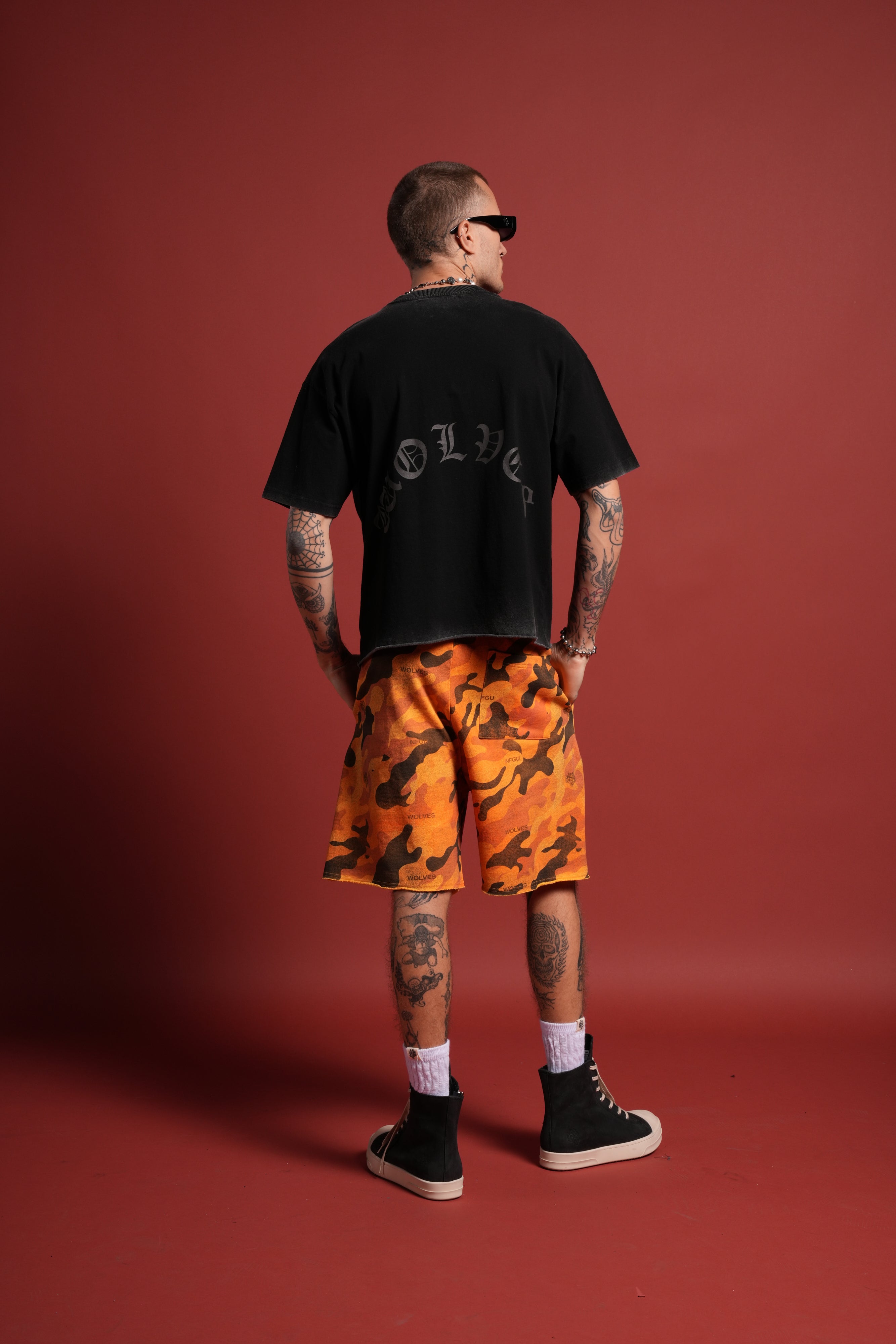 DSVD Legacy Grunge Mid-Length Raw Hem Tee in Black