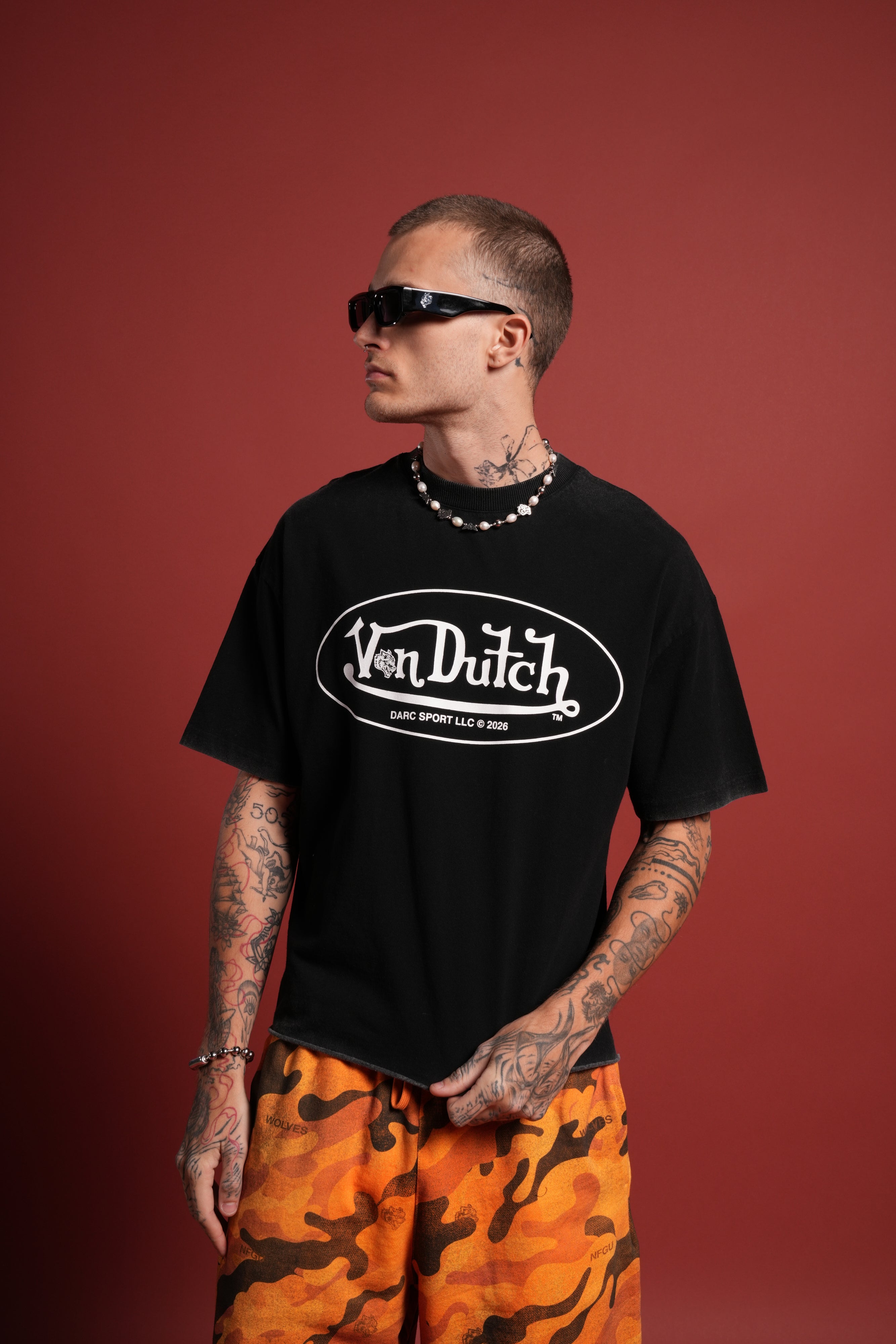 DSVD Legacy Grunge Mid-Length Raw Hem Tee in Black