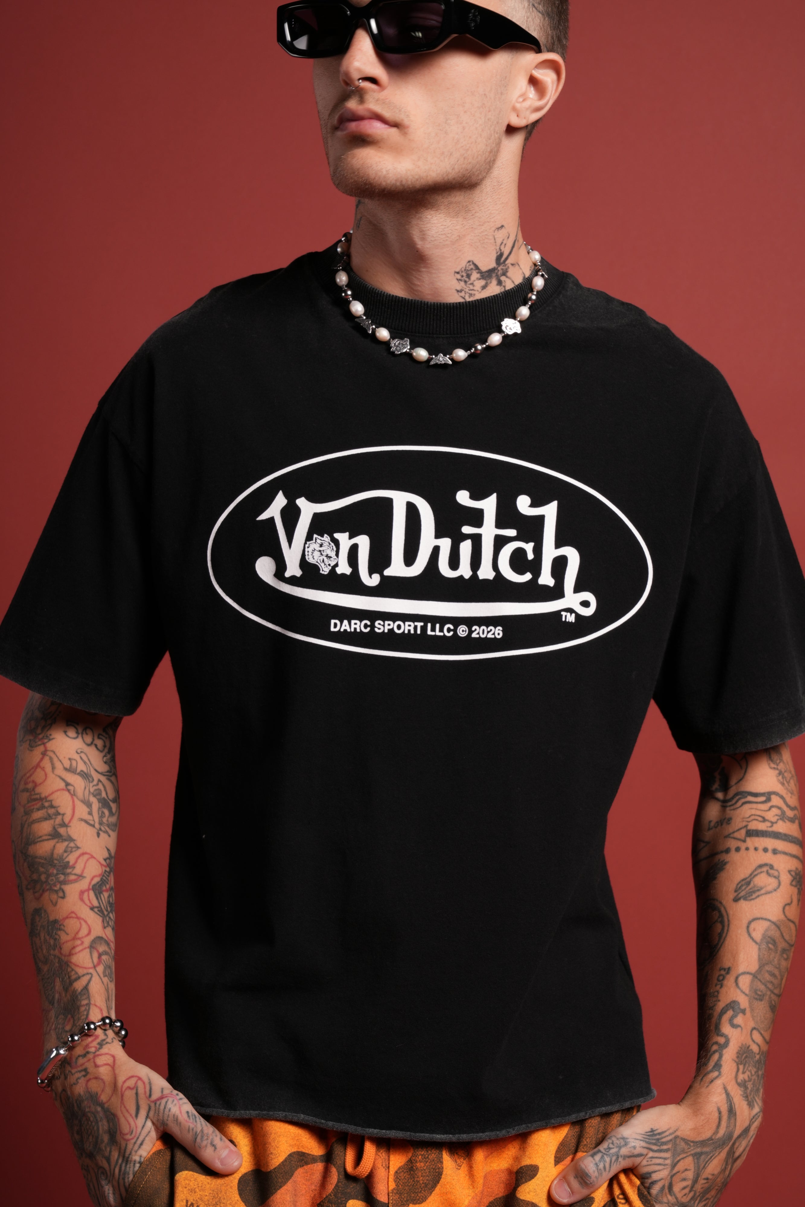 DSVD Legacy Grunge Mid-Length Raw Hem Tee in Black