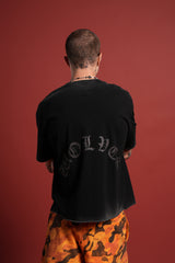 DSVD Legacy Grunge Mid-Length Raw Hem Tee in Black