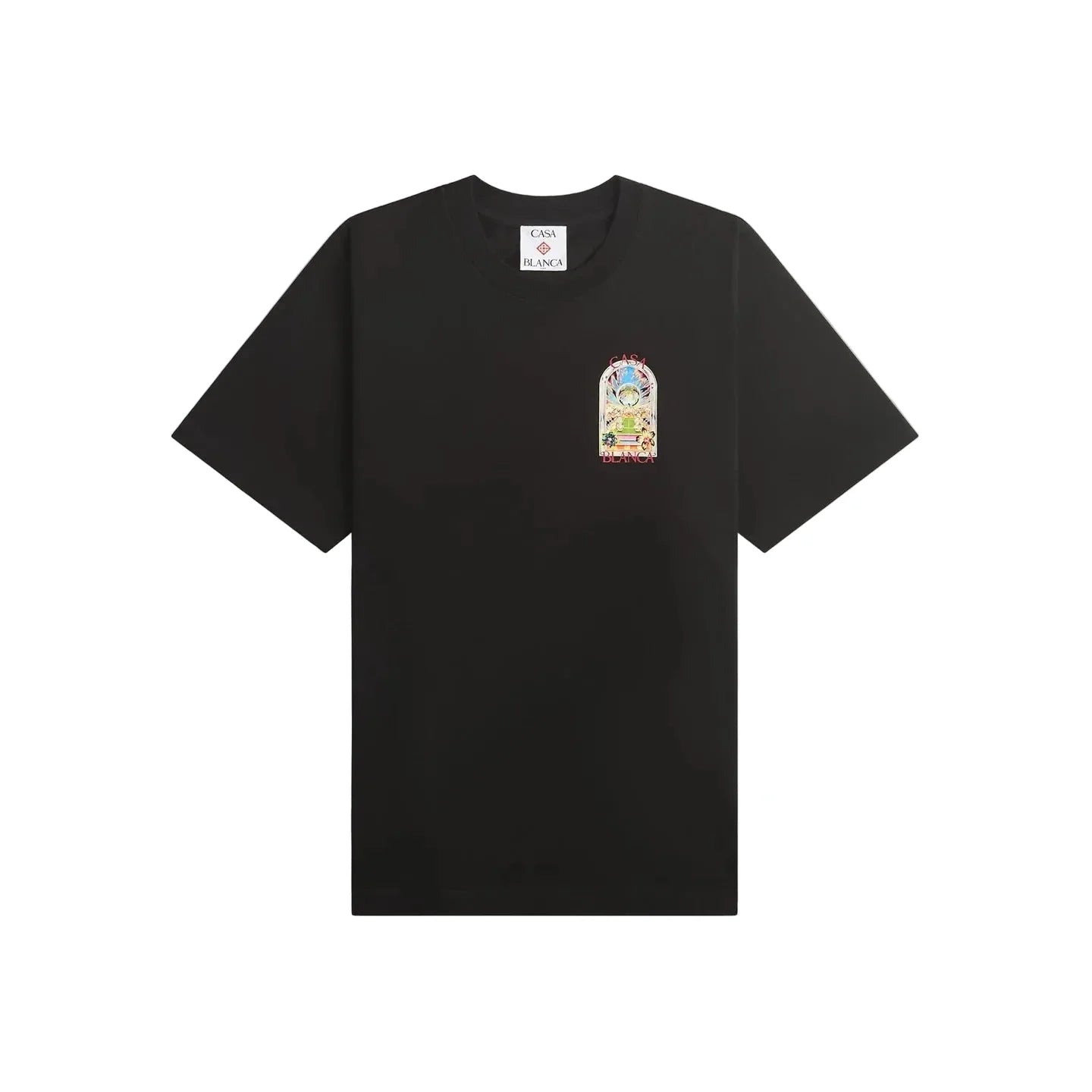 Casablanca Black Tennis Landscape Short Sleeve T‑Shirt