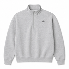ALO Yoga Accolade 1/4 Zip Athletic Heather Grey Sweatshirt