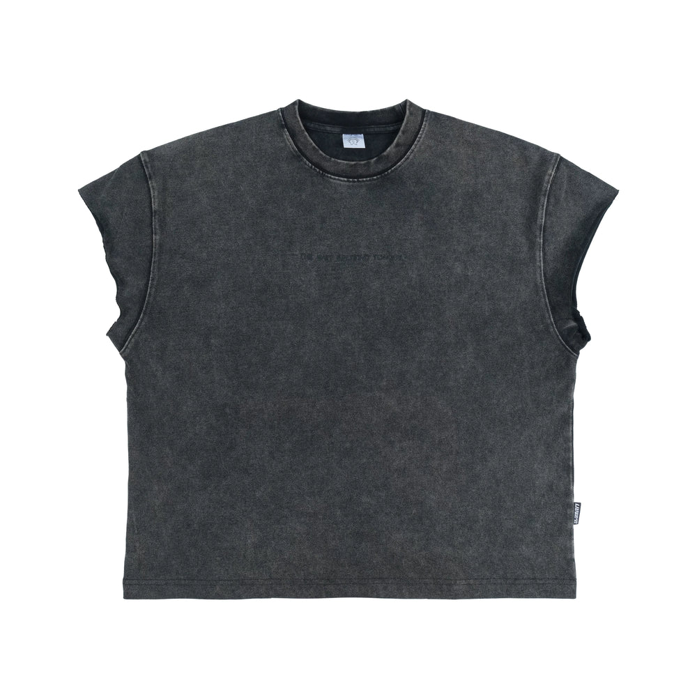 THEWET washed vintage street print distressed shoulder
